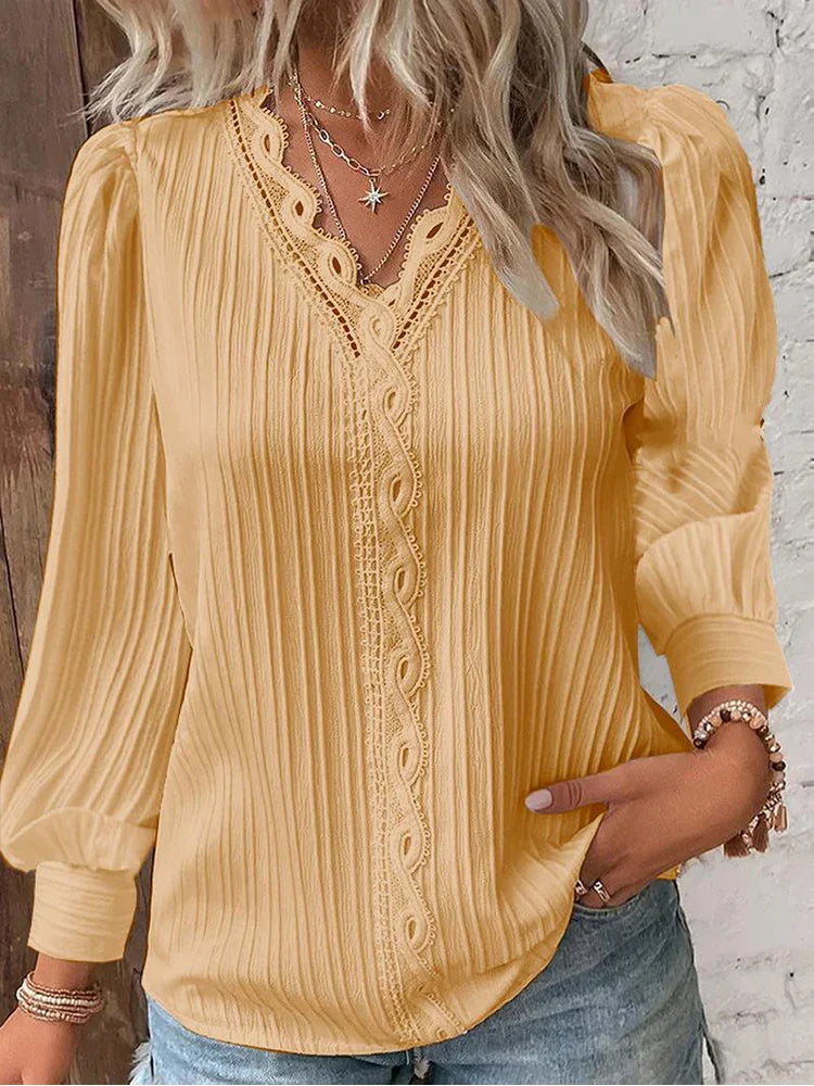 Sam - Spring Blouse with Chiffon and Lace Details