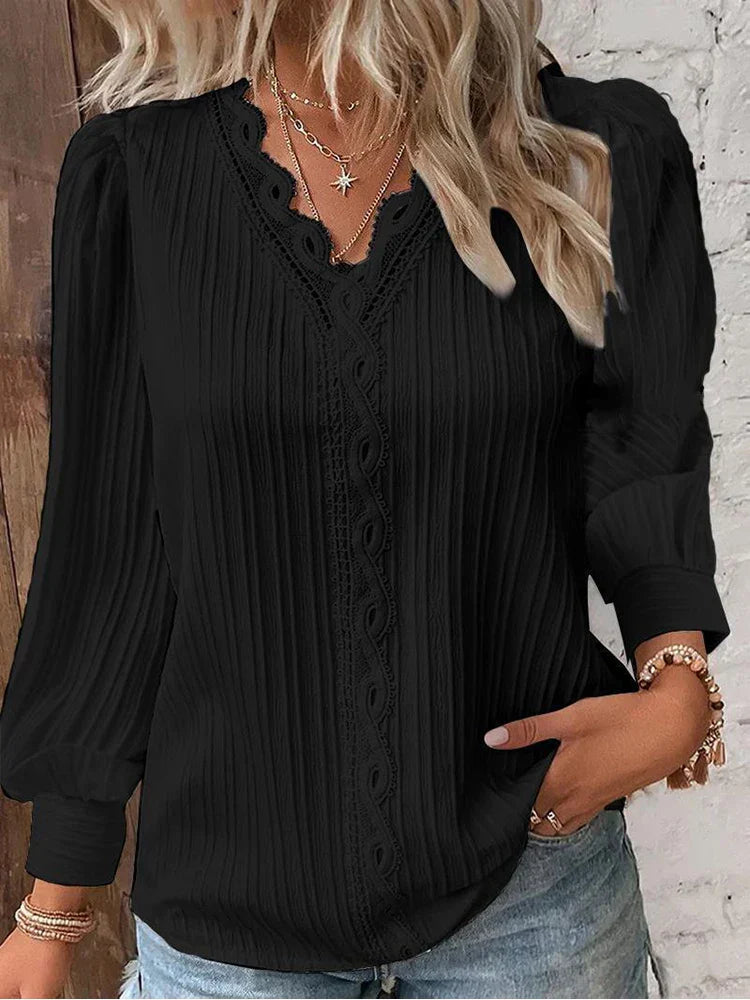 Sam - Spring Blouse with Chiffon and Lace Details
