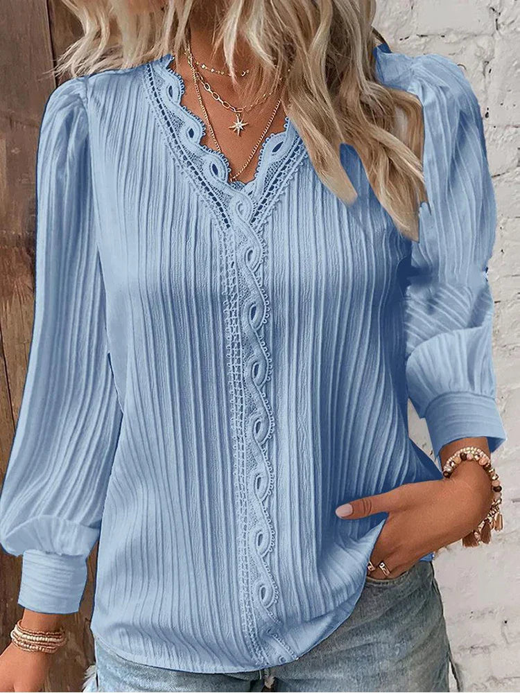 Sam - Spring Blouse with Chiffon and Lace Details