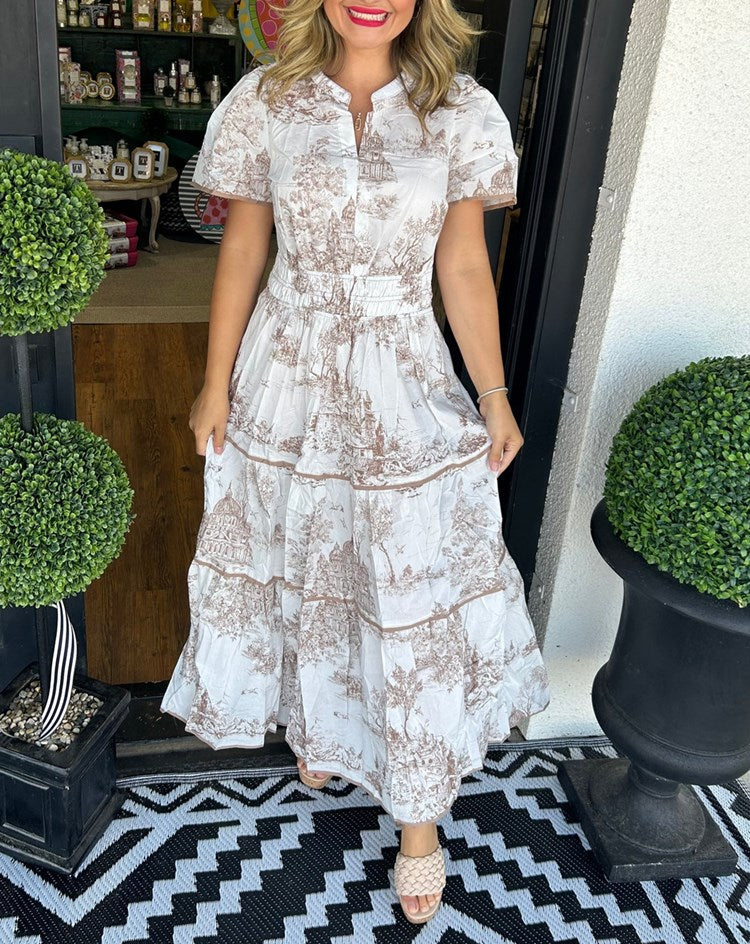Camille - Classic Toile Maxi Dress