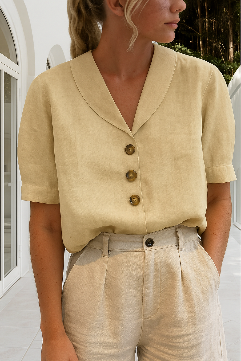 Ethel - Elegant V-Neck Spring Blouse