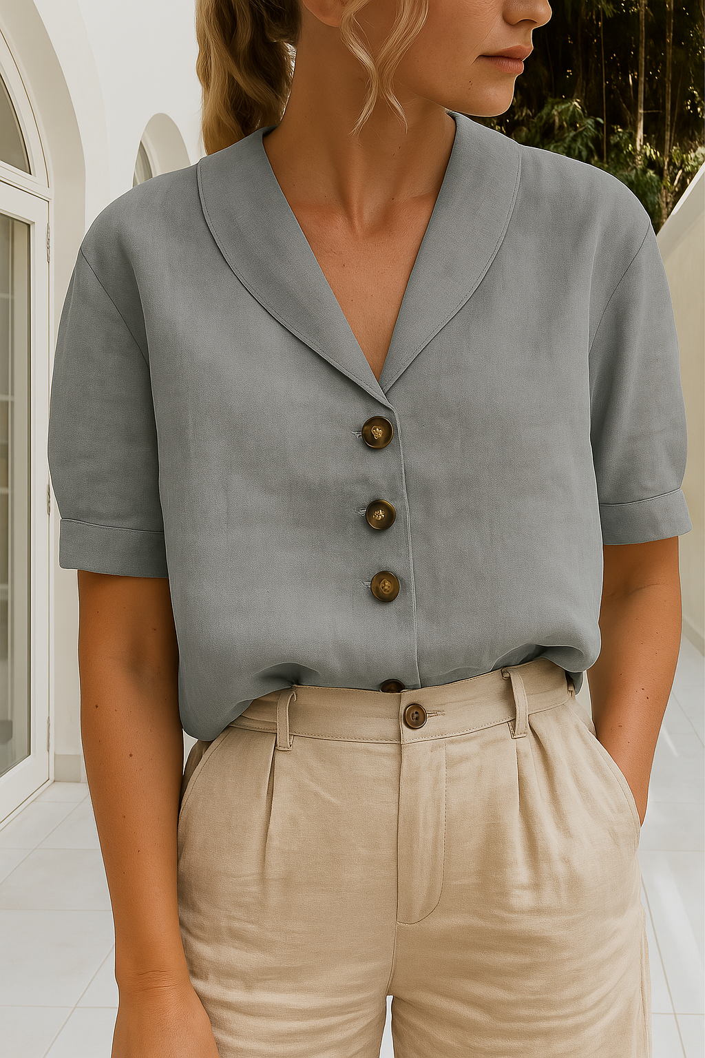 Ethel - Elegant V-Neck Spring Blouse