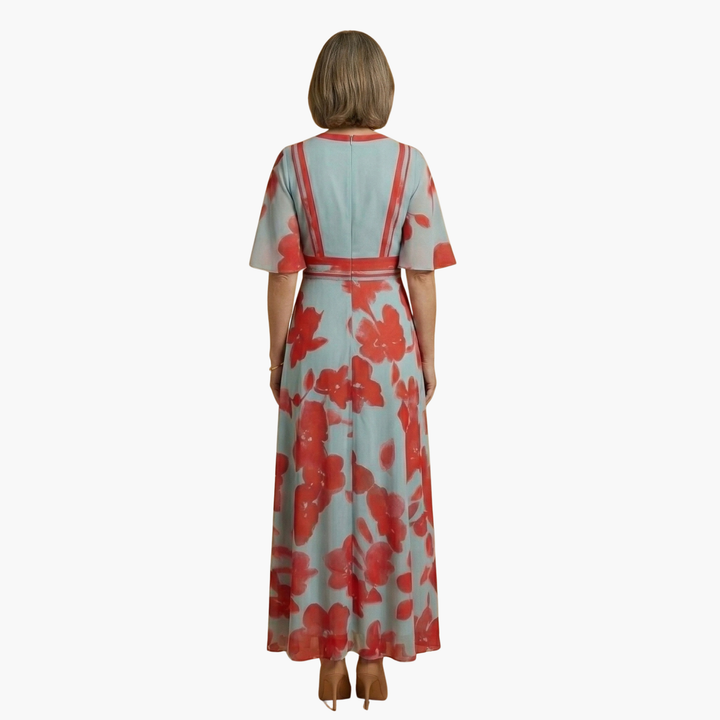 Floral Dress V-Neck for Women – Elegant &amp; Long