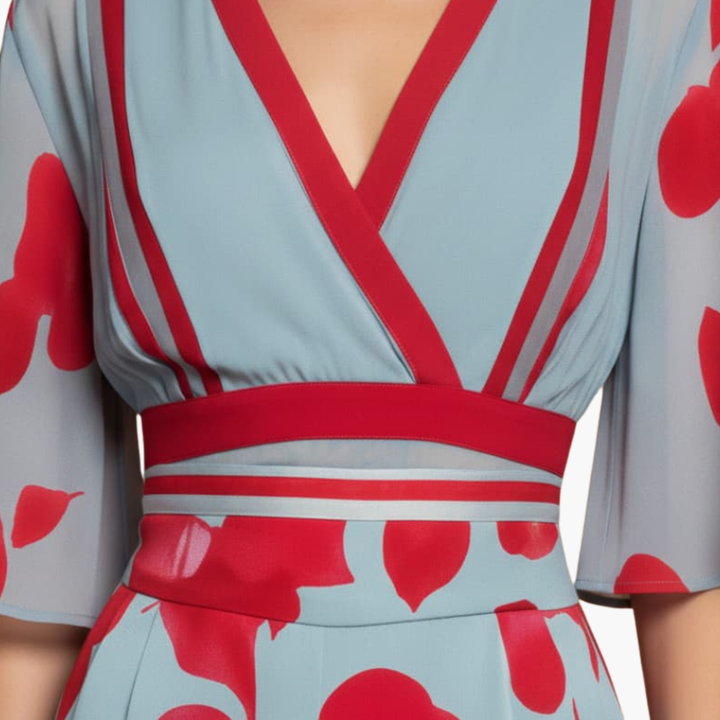 Floral Dress V-Neck for Women – Elegant &amp; Long
