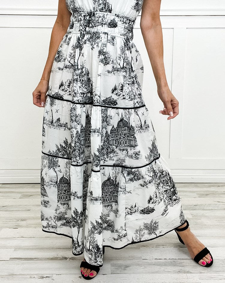 Camille - Classic Toile Maxi Dress
