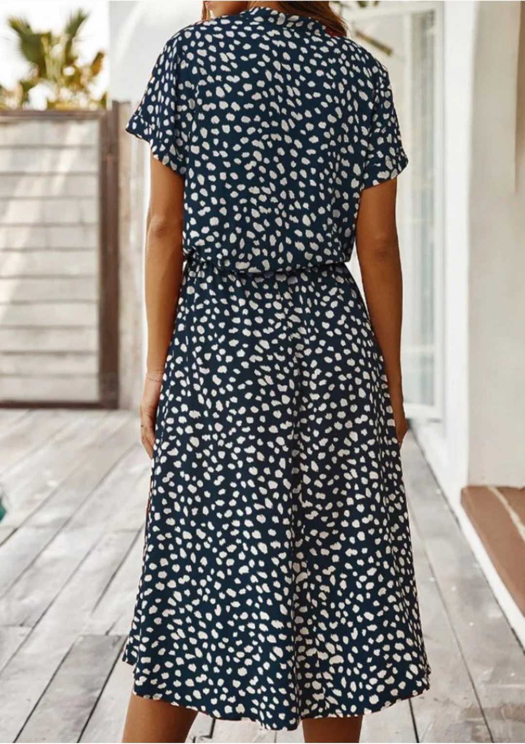 Sienna - Spotted Print Button-Down Midi Dress For Women