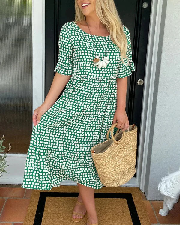 Michele - Women Relaxed Midi Dress With Dots
