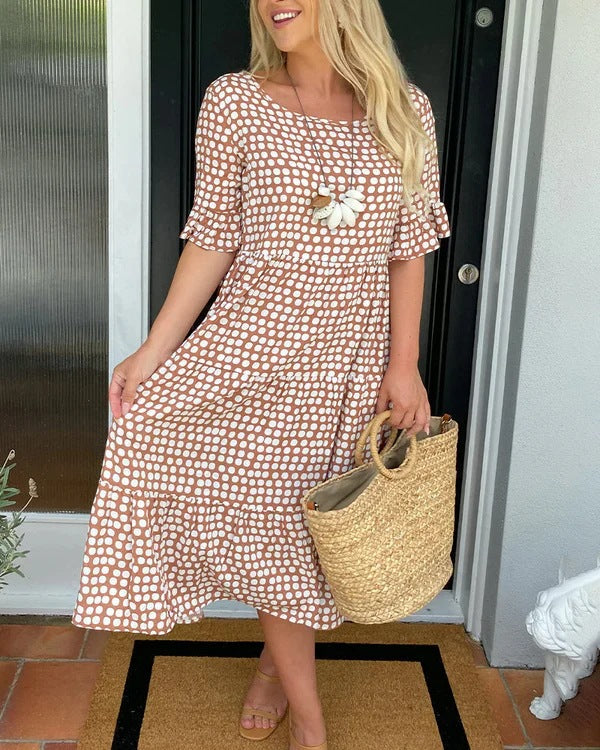 Michele - Women Relaxed Midi Dress With Dots