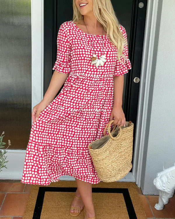 Michele - Women Relaxed Midi Dress With Dots