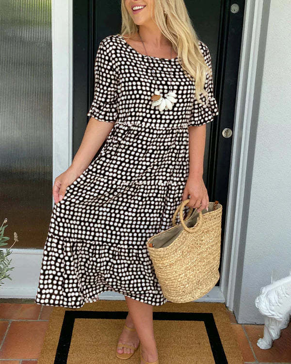 Michele - Women Relaxed Midi Dress With Dots