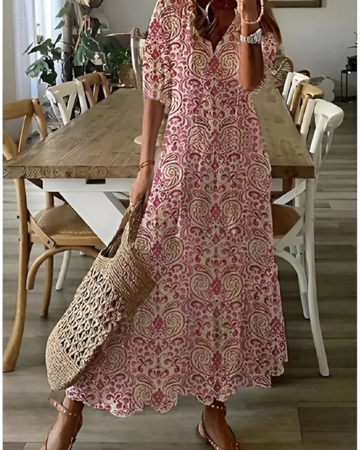 Solan - Women Tassel Tie Front Summer Maxi Dress