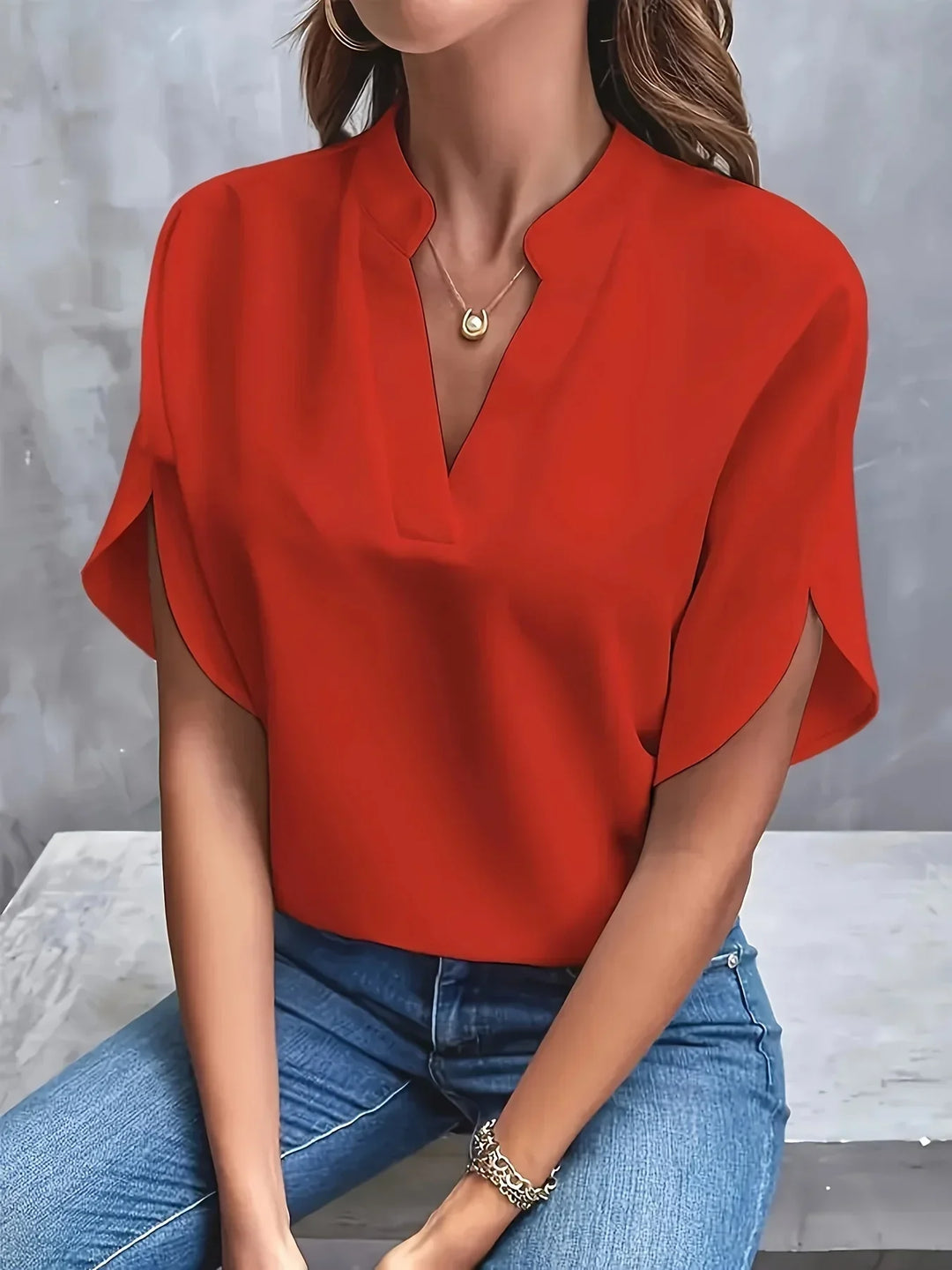 Thalia - Sophisticated V-Neck Blouse