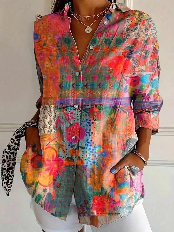 Tiana - Elegant Colorful Blouse with Playful Print