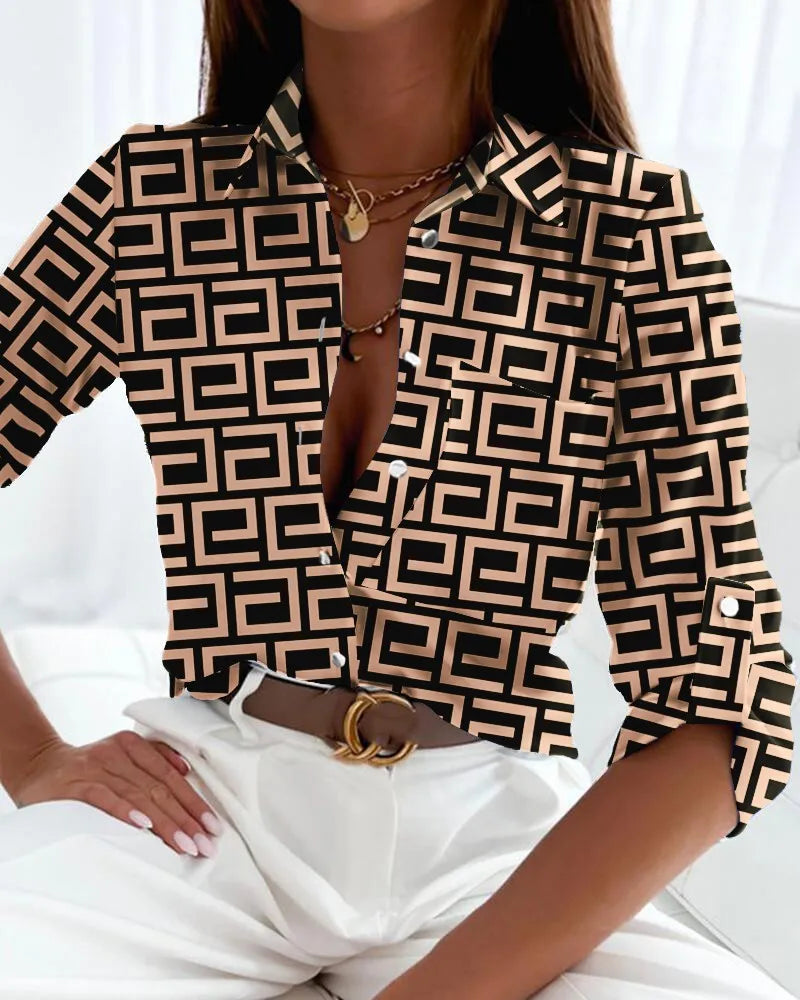 Freya - Elegant Spring Blouse with Artistic Print