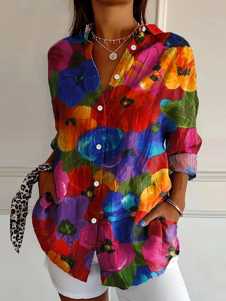 Tiana - Elegant Colorful Blouse with Playful Print