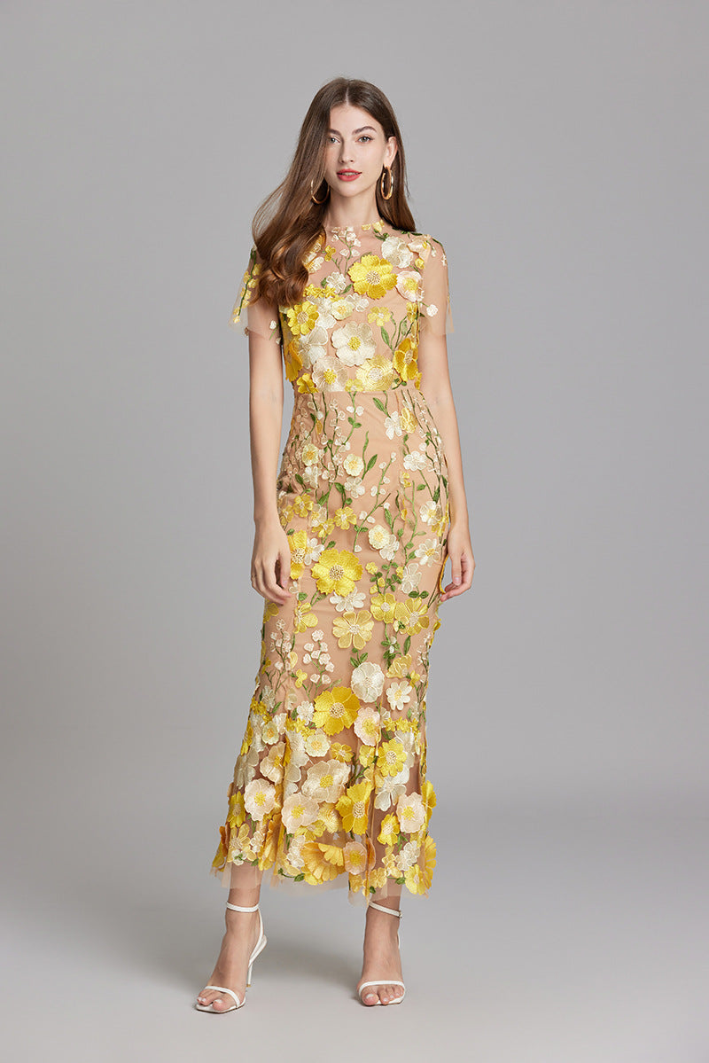 Rose | Women Romantic Floral Appliqué Mermaid Evening Gown