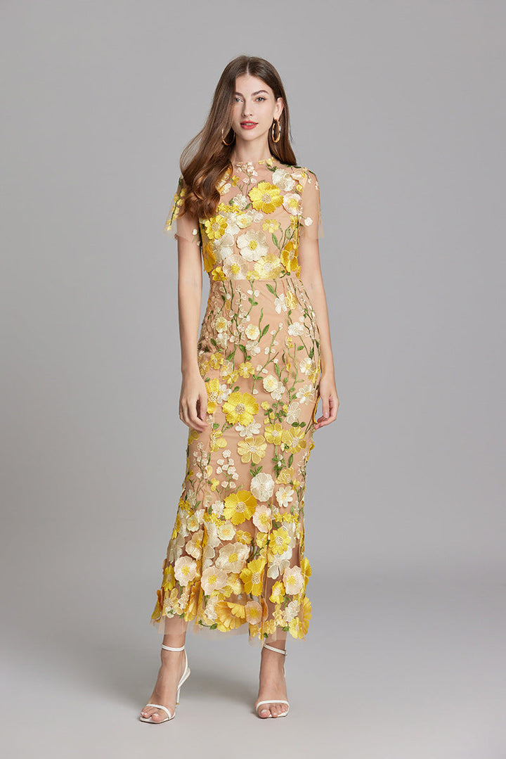Rose | Women Romantic Floral Appliqué Mermaid Evening Gown
