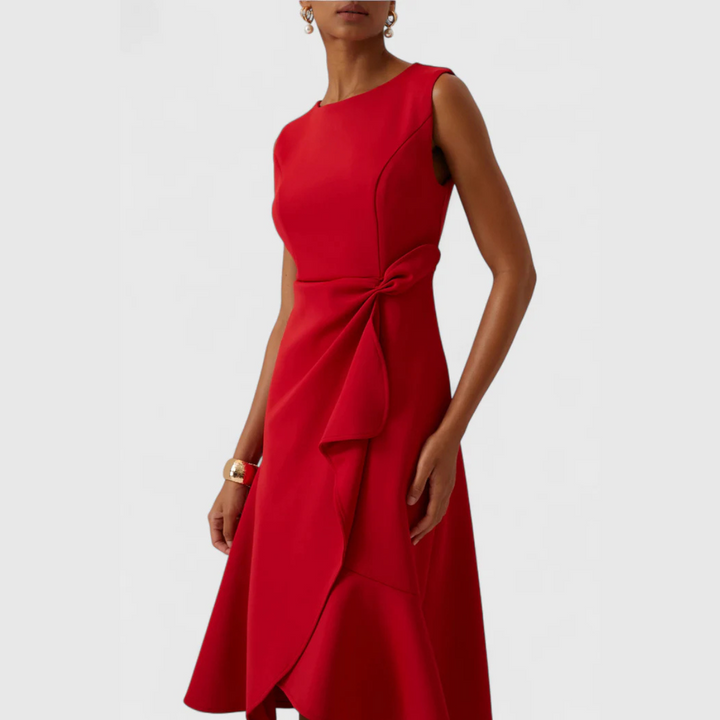 Sheila - Draped Asymmetric Midi Dress