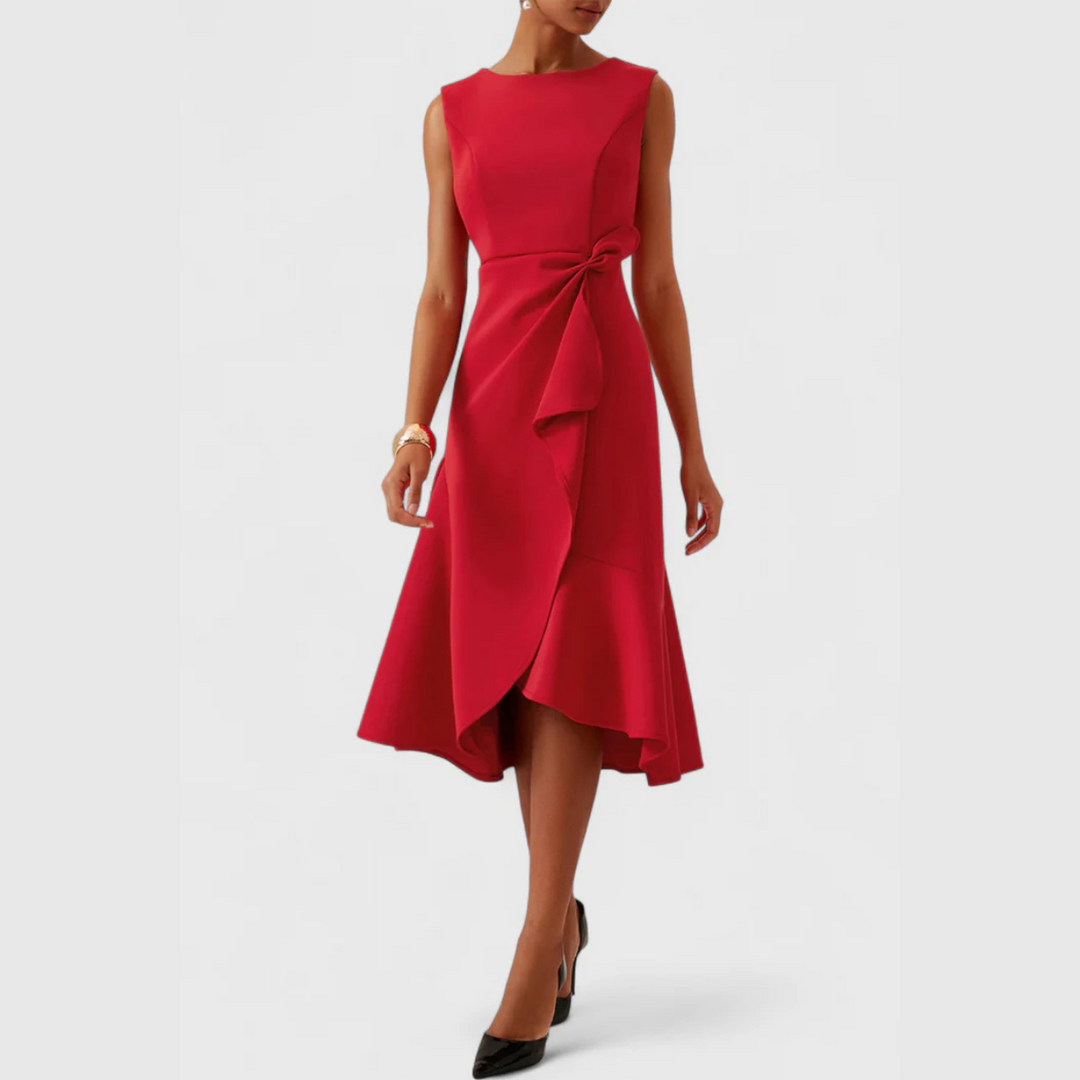 Sheila - Draped Asymmetric Midi Dress