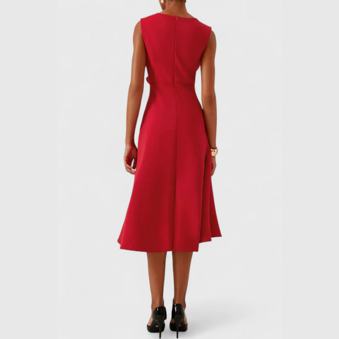 Sheila - Draped Asymmetric Midi Dress
