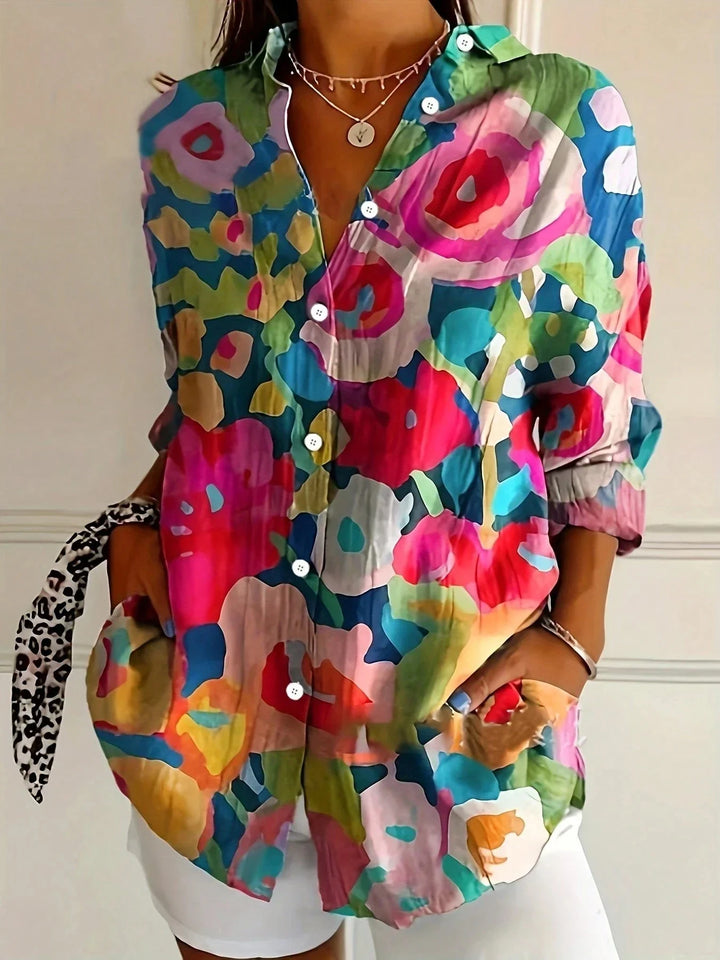 Tiana - Elegant Colorful Blouse with Playful Print