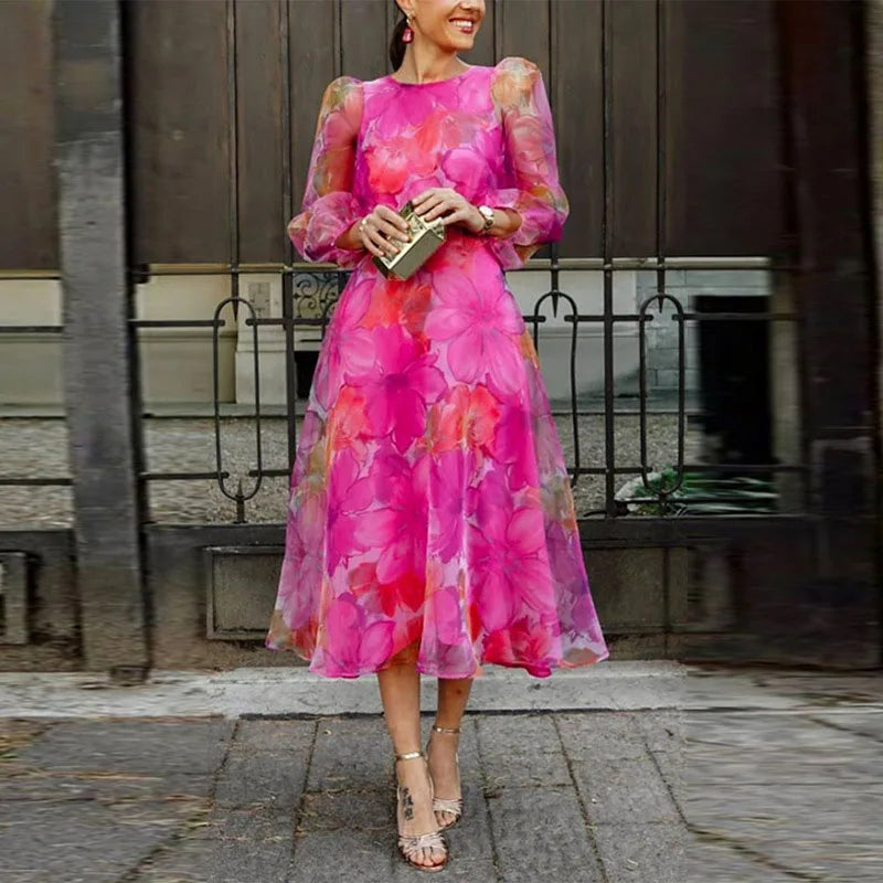 Blair - Women Floral Wedding Guest Midi Dress