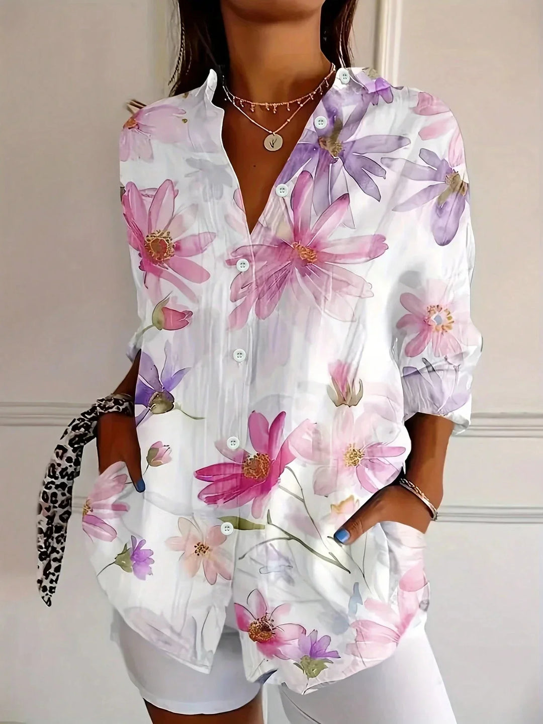 Tiana - Elegant Colorful Blouse with Playful Print