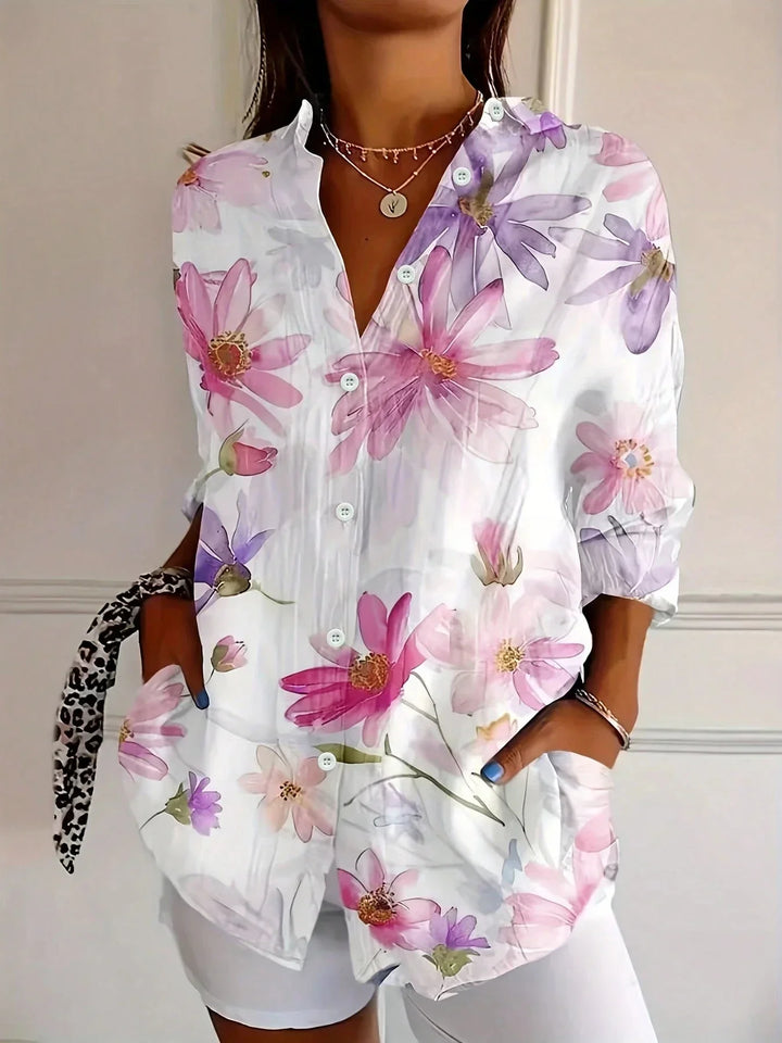 Tiana - Elegant Colorful Blouse with Playful Print
