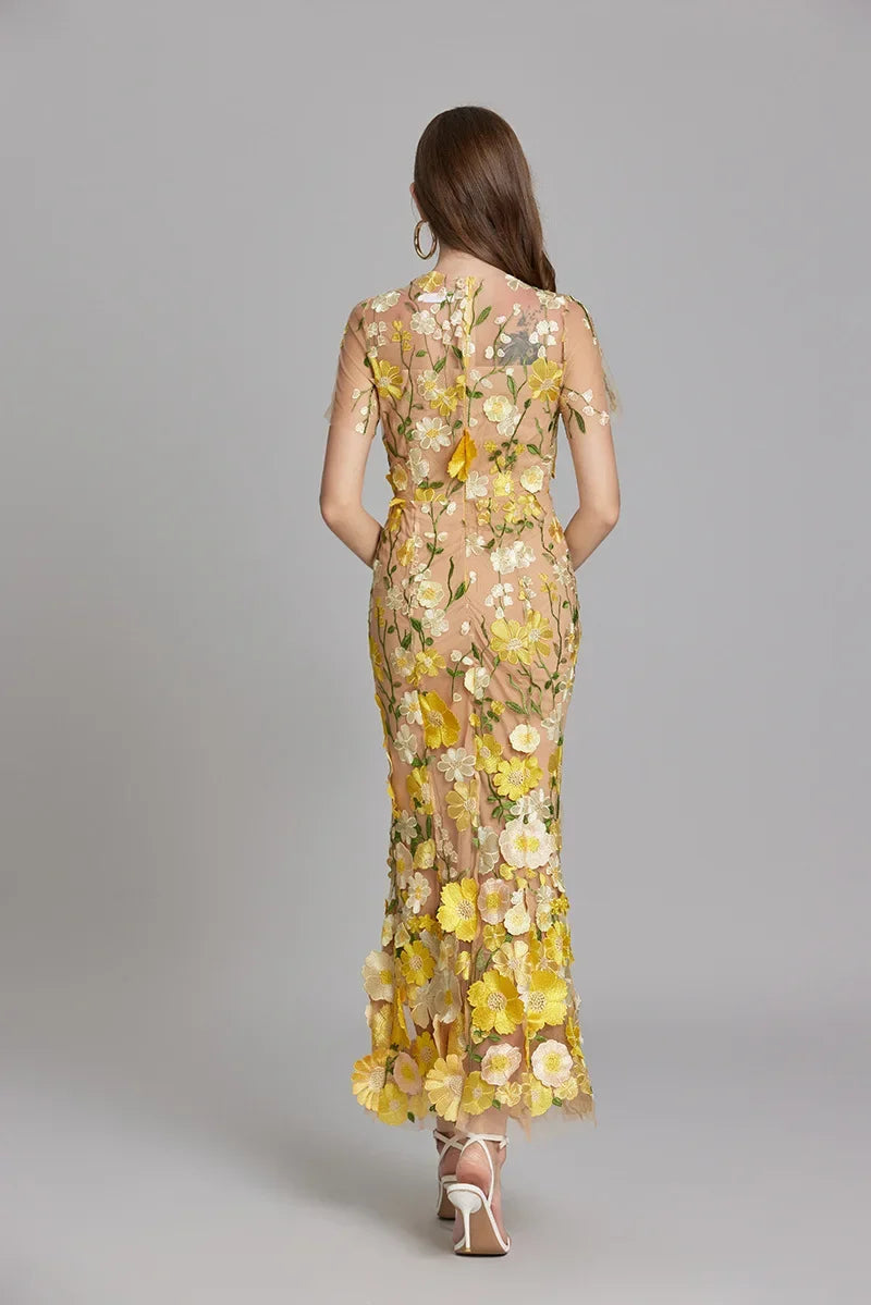 Rose | Women Romantic Floral Appliqué Mermaid Evening Gown