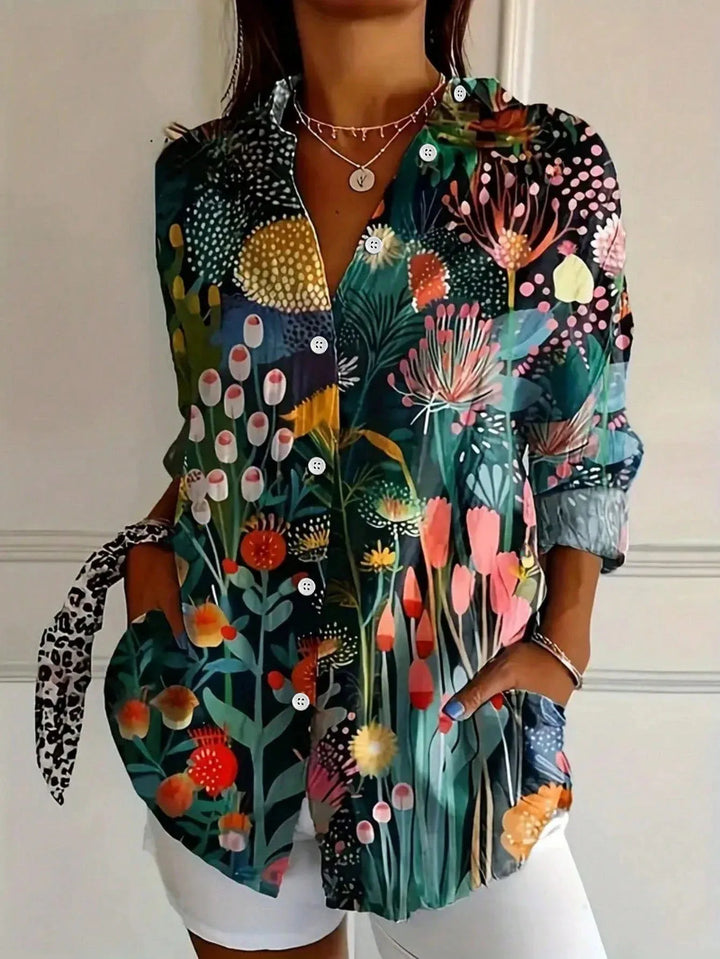 Tiana - Elegant Colorful Blouse with Playful Print