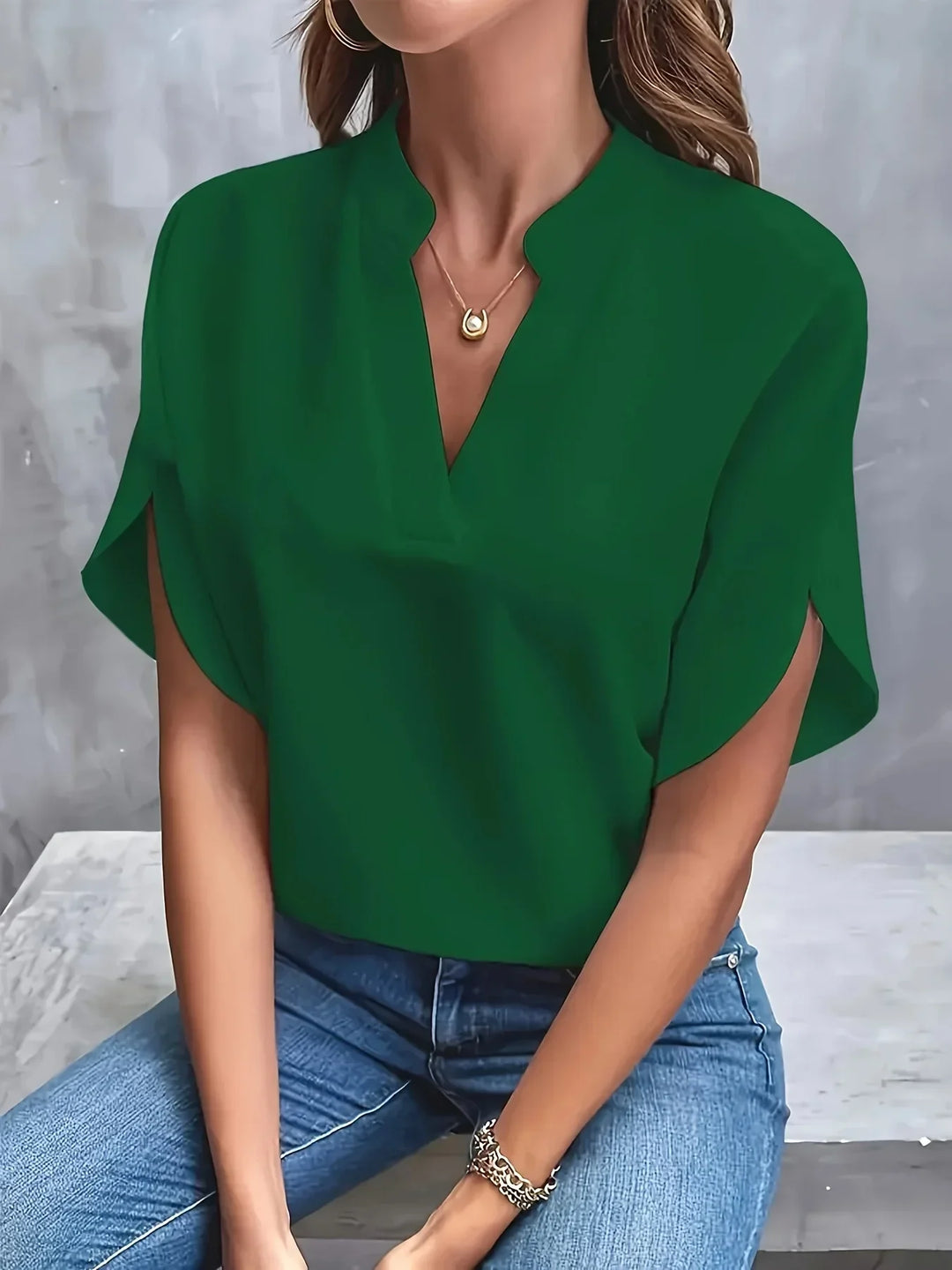 Thalia - Sophisticated V-Neck Blouse