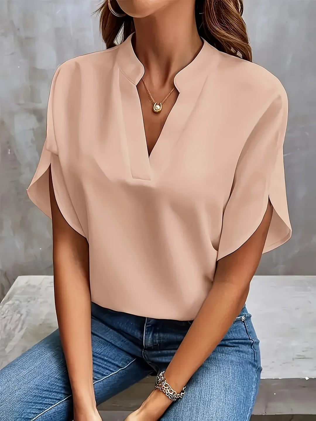 Thalia - Sophisticated V-Neck Blouse