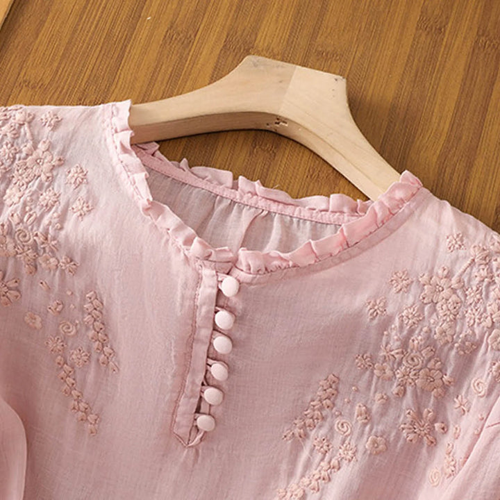 Suzanne - Spring Button-Front Floral Blouse