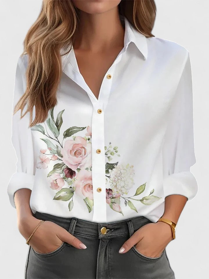Margot - Elegant V-Neck Floral Blouse