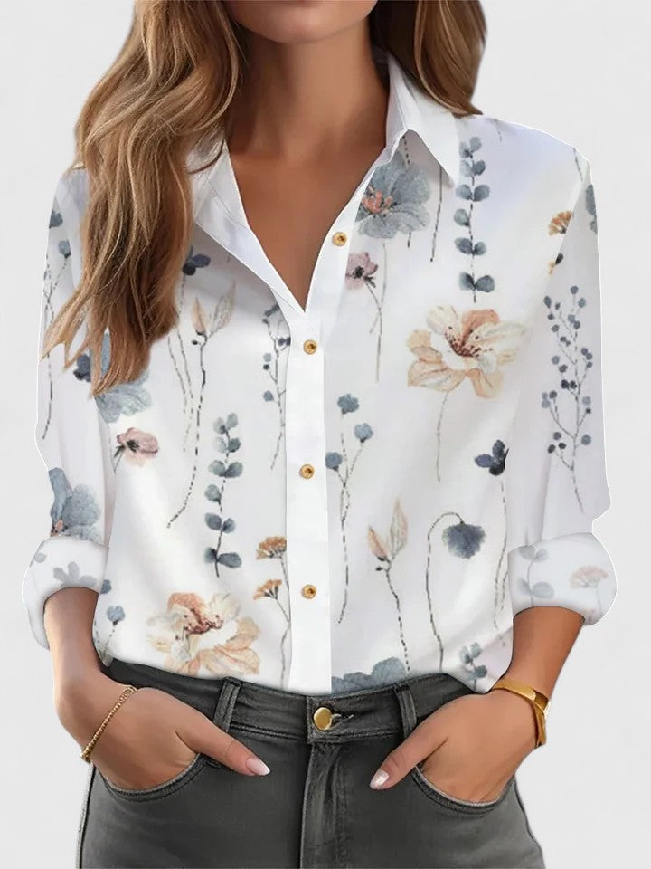 Margot - Elegant V-Neck Floral Blouse