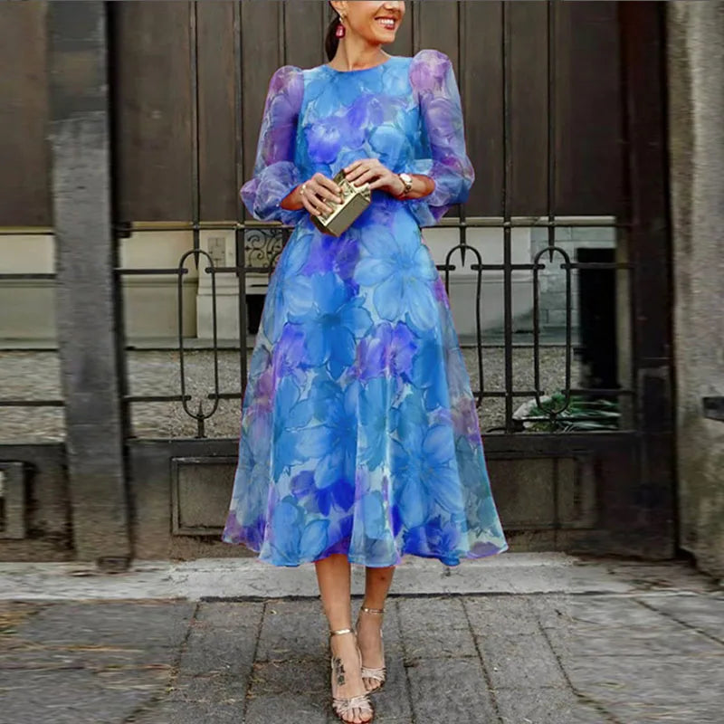Blair - Women Floral Wedding Guest Midi Dress