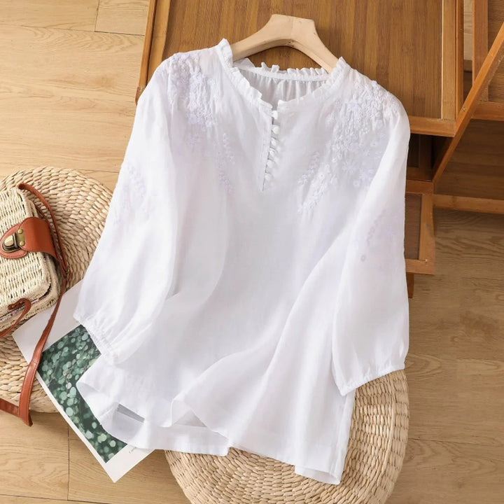 Suzanne - Spring Button-Front Floral Blouse