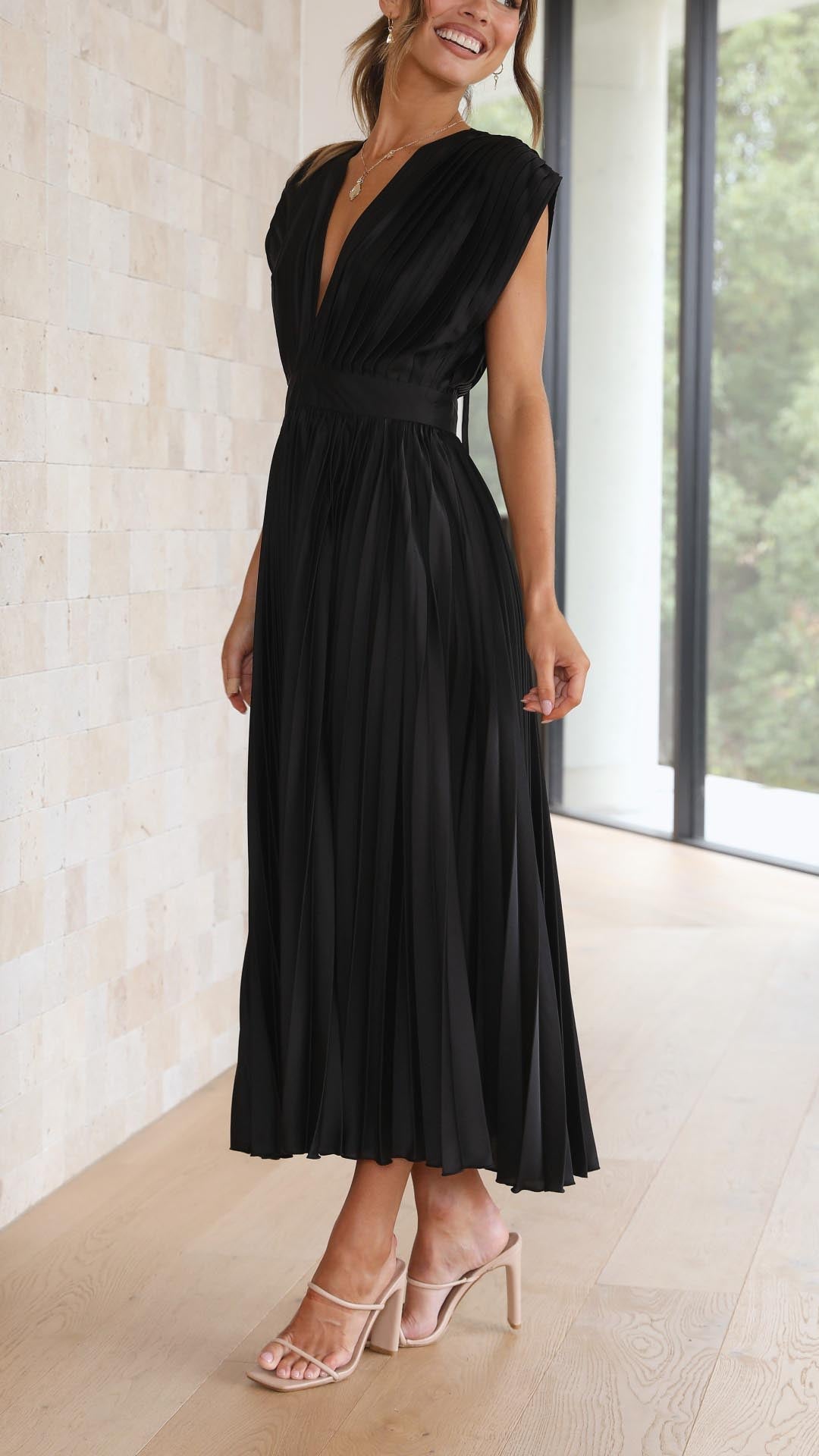 Ella | Women’s Formal Pleated Maxi Dress