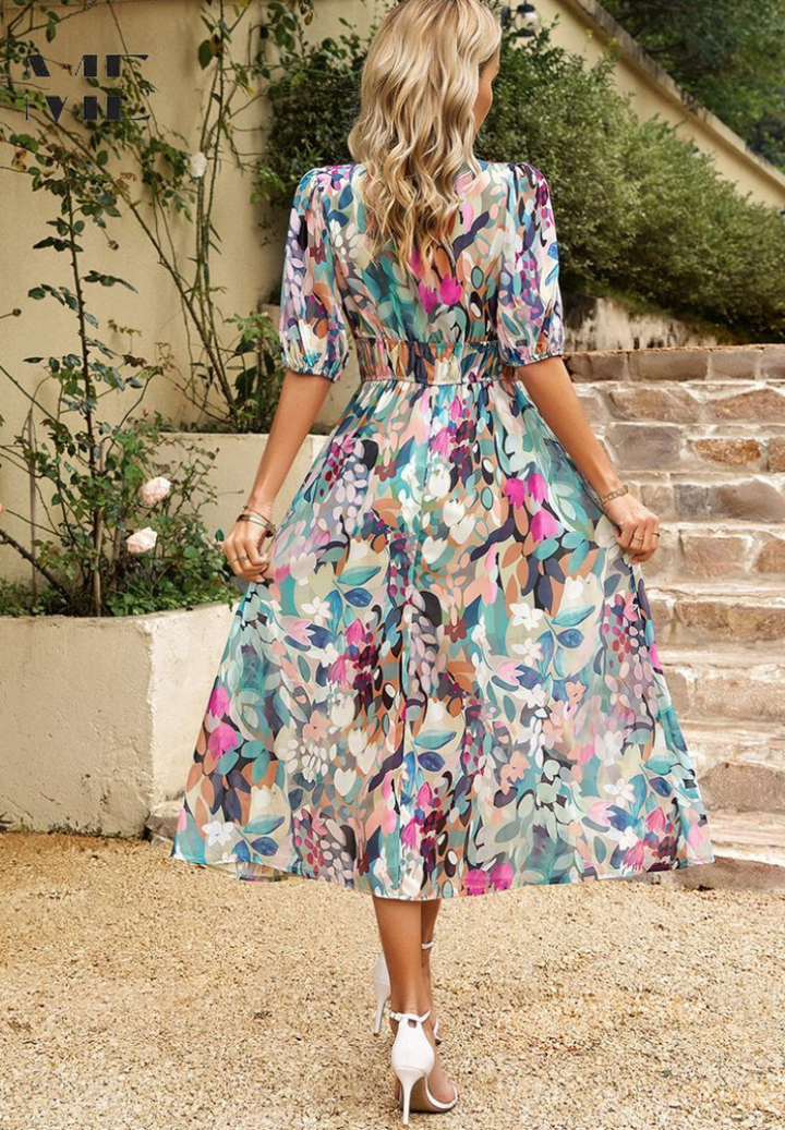 Monica - Elegant Flattering Floral Dress