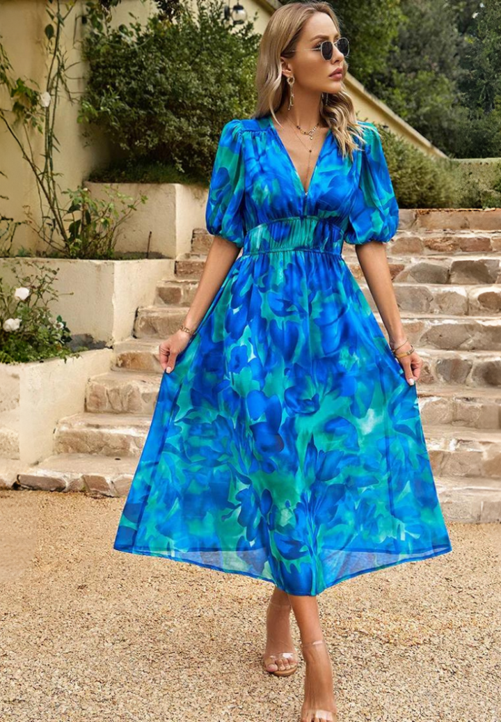 Monica - Elegant Flattering Floral Dress
