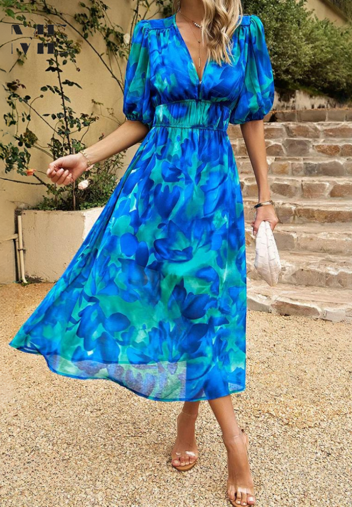 Monica - Elegant Flattering Floral Dress