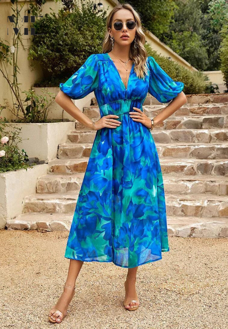 Monica - Elegant Flattering Floral Dress