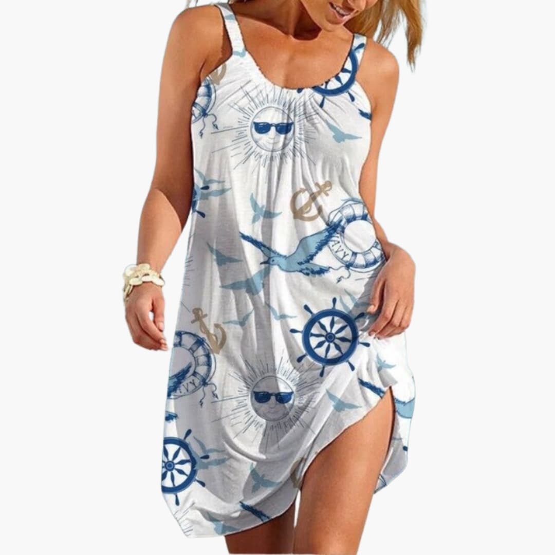 Claire - Women’s White Sleeveless Sundress