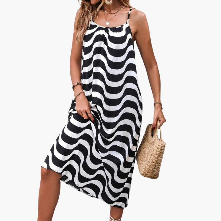 Bruna - Women’s Wave Pattern Midi Sundress