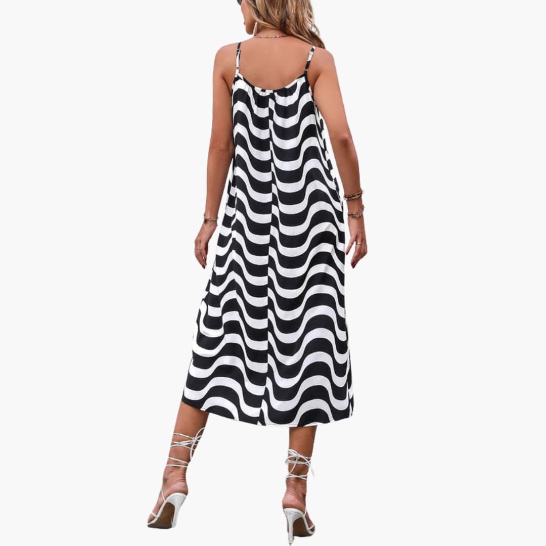 Bruna - Women’s Wave Pattern Midi Sundress