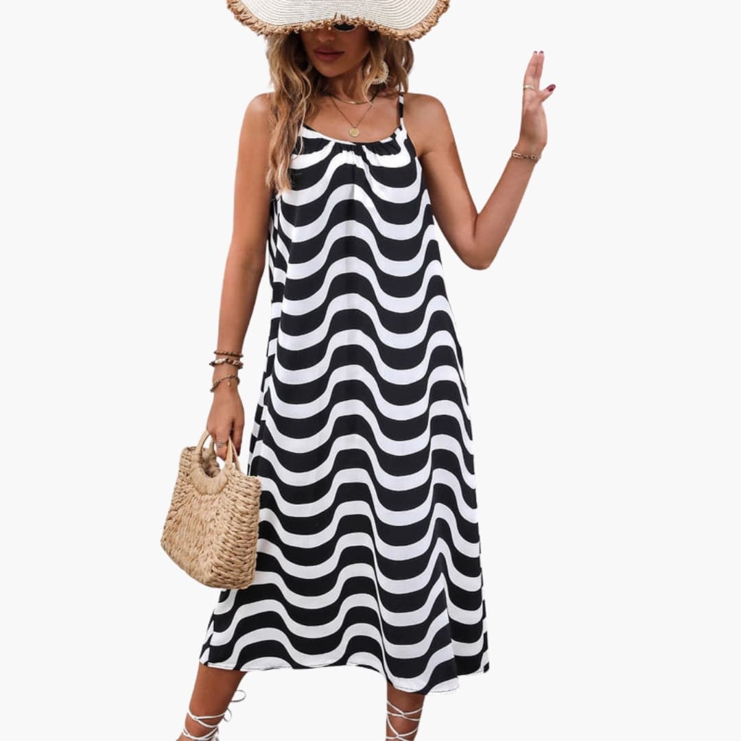Bruna - Women’s Wave Pattern Midi Sundress