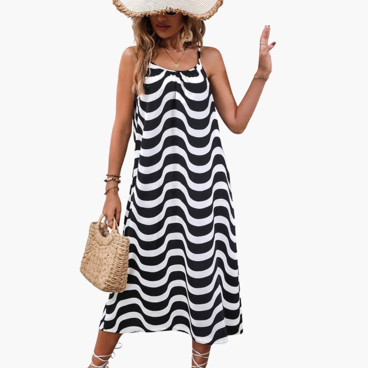 Bruna - Women’s Wave Pattern Midi Sundress