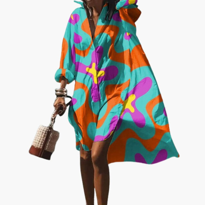 Maya - Women’s V Neck and Short Sleeves Sundress