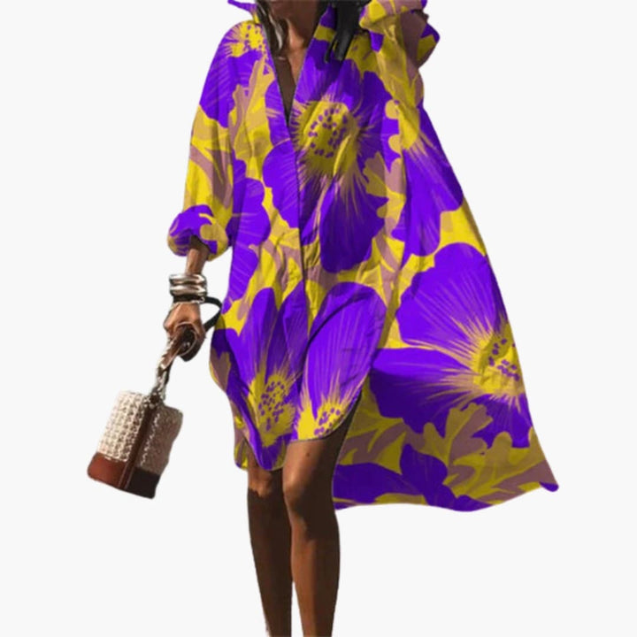 Maya - Women’s V Neck and Short Sleeves Sundress
