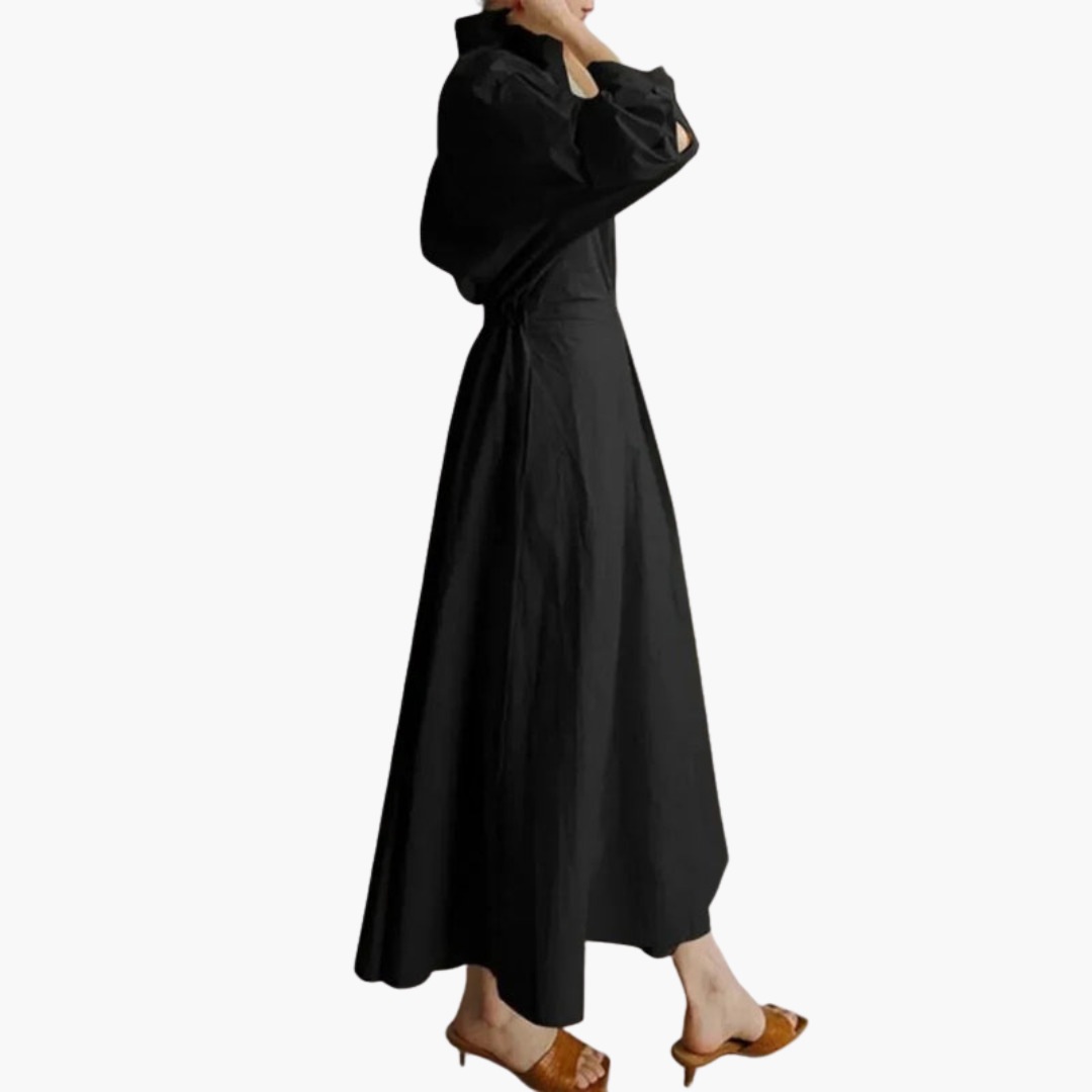 Bruna - Women’s V-Neck Long Shirt Dress